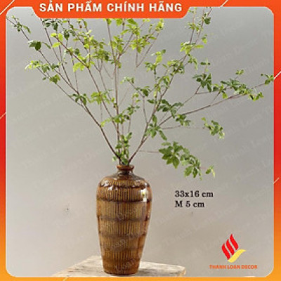 Lọ hoa gốm Bát Tràng cao cấp 33 cm - Bình hoa decor trang trí cỡ to - Men hỏa biến