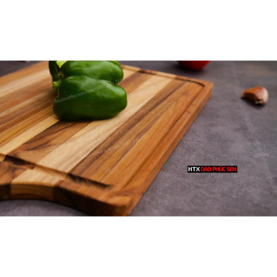 Thớt Gỗ Teak Cao Cấp - Cắt Thái, Trang Trí - 40x22x1,4cm - CNTC08 | HTX DAO PHÚC SEN
