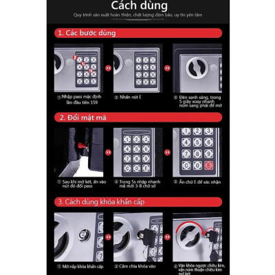 Két sắt mini 17e chống cháy có khóa điện tử chống trộm bảo mật cao, có khe đút tiền hiện đại loại cao cấp 23x17x17(Tặng kèm quà ngẫu nhiên)