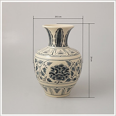 Bình bảo châu gốm Chu Đậu (S5) - Kích thước F19cm x H28cm