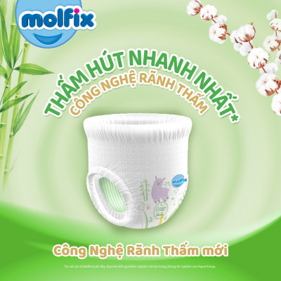 Combo 2 gói Tã bỉm QUẦN Molfix thiên nhiên Jumbo size M40+6 miếng