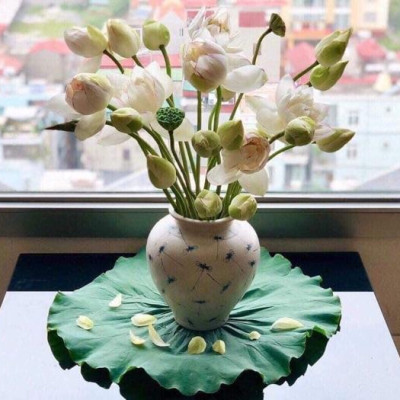 lọ hoa dáng vò cao 30cm  gốm sứ Bát Tràng men rạn vẽ hoạ tiết