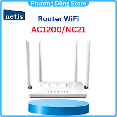 Router Wi-Fi 5 Bộ Phát Wifi NETIS AC1200 Mbps Băng Tần Kép Model NC21 bảo hành 24 tháng - Hàng chính hãng