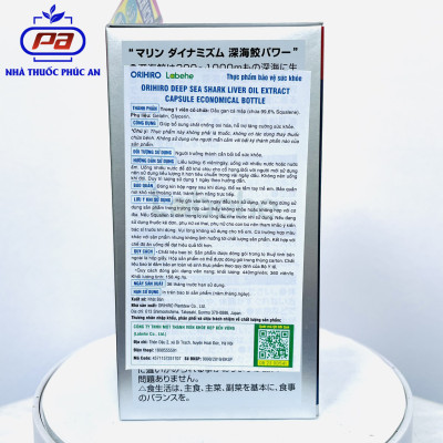 Viên uống dầu gan cá Squalene Orihiro Nhật Bản 390 viên hỗ trợ xương khớp, tim mạch