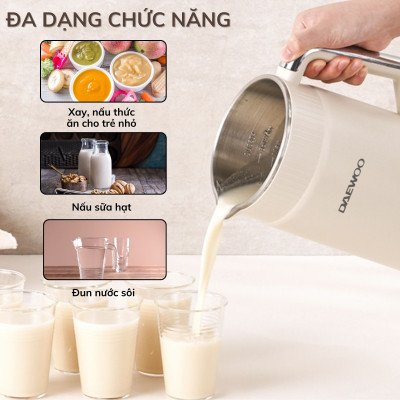 Máy Làm Sữa Hạt Daewoo 1.2L, tặng Cẩm Nang 50 Công Thức - Máy Xay Nấu Đa Năng BH 2 năm, Hàng Chính Hãng