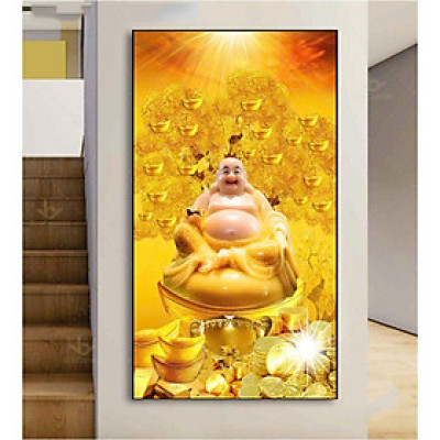 (HCM) Tranh treo tường phật di lặc trang trí phòng thờ kèm đinh 3 chân, dễ treo
