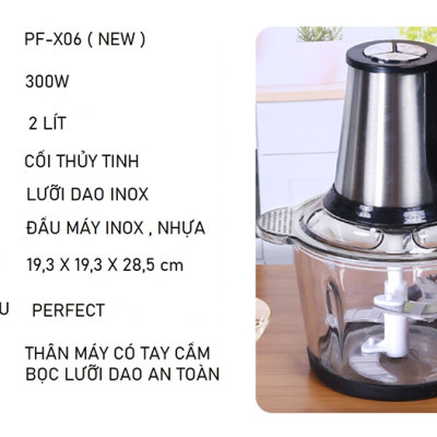 (Mẫu mới) Máy xay thực phẩm đa năng Perfect PF-X06 xay thịt, rau củ quả, hành tỏi, ớt, gia vị - Hàng chính hãng