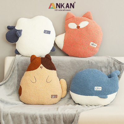 Chăn Gối Văn Phòng Đa Năng ANKAN Hình Cáo Cá Voi Cừu Gấu Nhật Bản