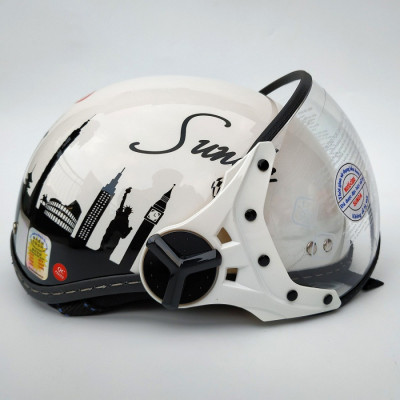 Mũ bảo hiểm nửa đầu có kính Sunda 180B tem