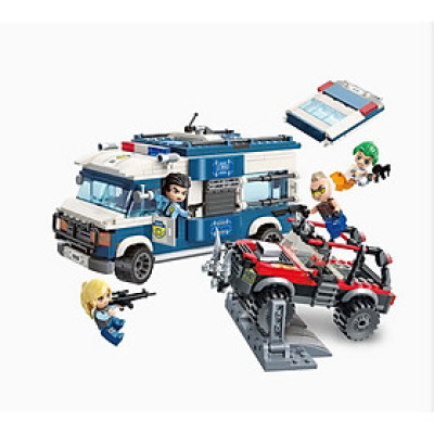 Đồ chơi - QMAN - 1935 Bộ đồ chơi xếp hình mô hình Hijack Black Maria, xe cảnh sát (KT 41x30x6.5cm)