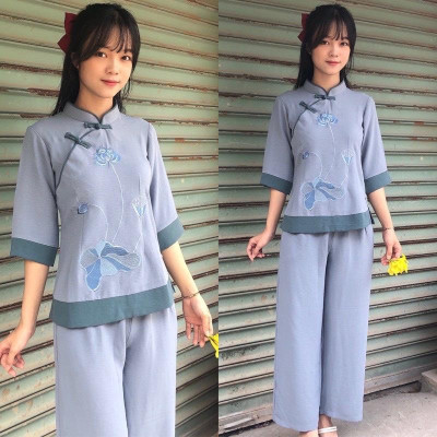 ĐỒ LAM ĐI CHÙA  Mẫu Đài Loan Thêu Hoa Sen