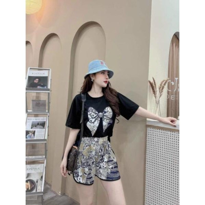 Sét bộ đồ đùi sort nữ in họa tiết nơ siêu xinh