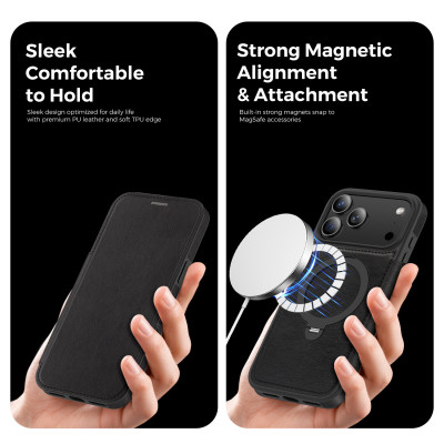 Bao da dạng ví 17 pro max có ngăn đựng thẻ nghe nhạc chống sốc tất cả trong 1 đẹp bền sang - hàng nhập