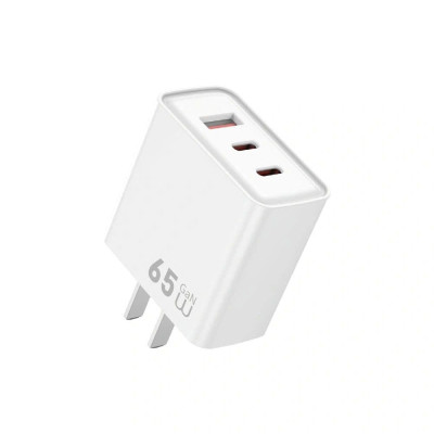 Củ sạc GaN hàng chính hãng WiWU Essen 65W Wi-G005: 2 Type-C, 1 USB-A, chân dẹt US, sạc nhanh đa thiết bị