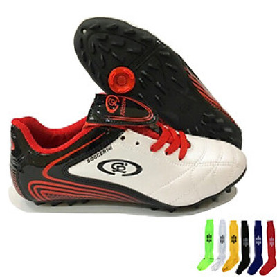 Giày đá banh sân cỏ nhân tạo kèm tặng vớ màu trắng