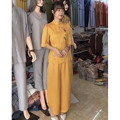 Đồ Lam Đi Chùa # Lụa Đẹp Hàng Nhà May Cổ Tàu Thêu Cá Ngọc # Đồ Bộ Nữ # Quần Áo Nữ