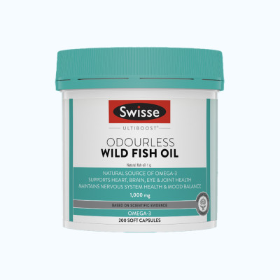 Viên uống dầu cá SWISSE Ultiboost Odourless Wild Fish Oil 1000mg (Hộp 200 viên)