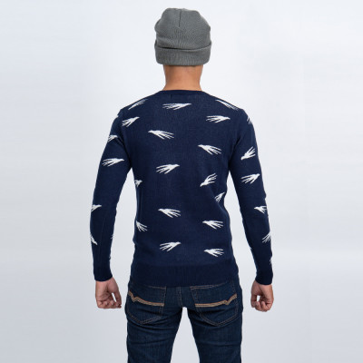 Áo len nam dài tay cổ tim màu xanh đen  NOVELTY 180563I