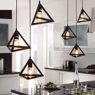 Combo 3 đèn thả khối tam giác đa chiều trang trí kèm bóng LED chuyên dụng Goldseee