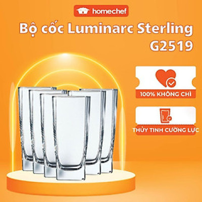 Bộ cốc uống nước thủy tinh Luminarc 6 chi tiết 330ml - G2519, an toàn, chống xước tốt