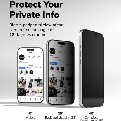 [Combo 2] Dán cường lực chống nhìn trộm cho iPhone 17 Pro Max / 17 Pro / 17 / Air RINGKE Easy Slide Privacy Tempered Glass - Hàng Chính Hãng
