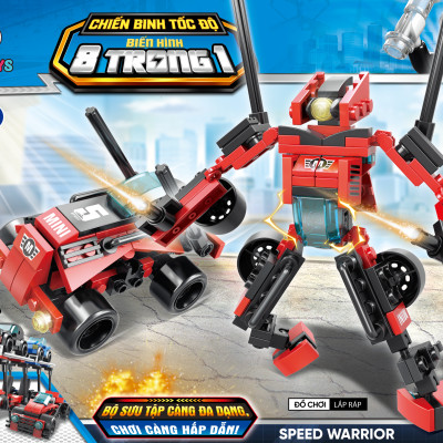 Bộ 8 Đồ Chơi Lắp Ráp Chiến Binh Tốc Độ Biến Hình 8 Trong 1 - Speed Warrior - Toys&Joys 8539 (886 Mảnh Ghép)