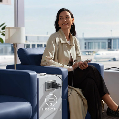 Cốc sạc Anker Nano 1C Built-in USB-C Cable Fast Charger 35W A2658 - Hàng chính hãng