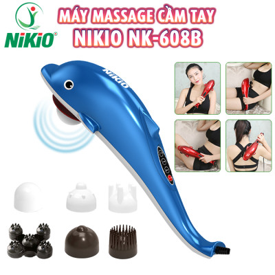 Máy mát xa cầm tay cá heo Nikio NK-608B - Điện tử, 6 đầu massage