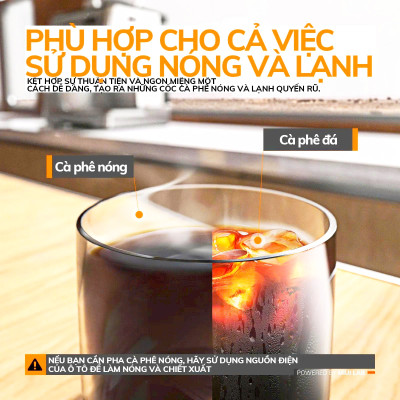 Máy Pha Cà Phê Bột Cafe Viên Nén MIUI Espresso DC12V + USB 100W Chức Năng Đun Nước Nóng Ngon Như Pha Máy Dùng Cho Xe Hơi Camping Picnic