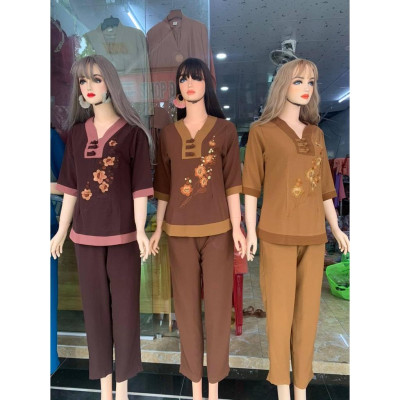 ĐỒ LAM ĐI CHÙA #Mã Freeship Xtra# Cổ Chữ Y Vải Đũi