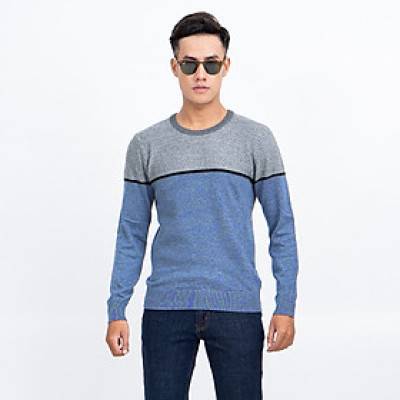Áo len nam dài tay cổ tròn màu xanh dương NOVELTY 180591T