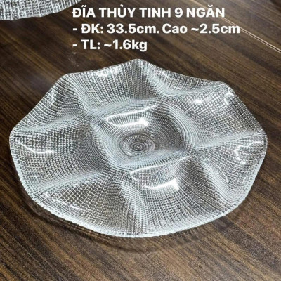 ĐĨA PHA LÊ FLORENCE 9 NGĂN 33,5CM Hàng chính hãng