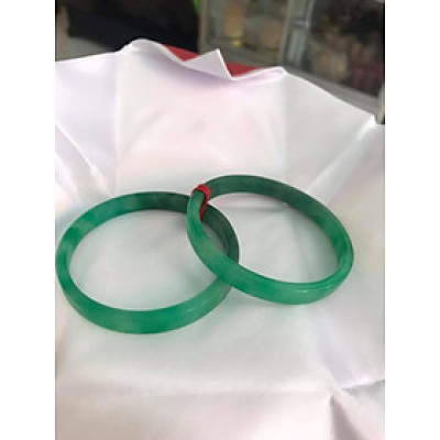 Cặp Vòng Cẩm Thạch Bản Vuông 52mm Xanh Ngọc Lý Đậm Bóng Đẹp  Ni 52mm x cao 7mm x dầy 4mm  Nữ Mạng Thủy Mộc Hỏa 50kg -> 56kg đeo ạ