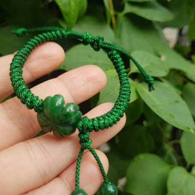 Vòng Đeo Tay Nữ Kiểu Dây Xanh Cỏ 4 lá Xanh mới lạ đẹp lắm à nha Chất liệu đá cẩm thạch xanh lá cỏ thắt dây kiểu xanh xanh rẻ đẹp lắm à nhen Nữ mệnh Mộc Hỏa Thủy đeo tay may mắn tăng đưa rút chỉnh theo tay lớn nhỏ được hết đẹp lắm à nha