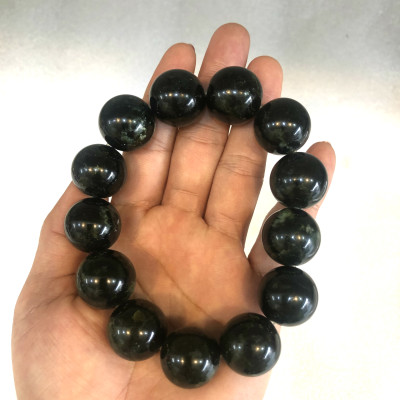 Chuỗi Phật lần tay ngọc tự nhiên serpentine của Việt Nam đường kính hạt 1.7 cm