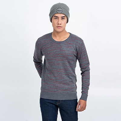 Áo len nam dài tay cổ tròn màu ghi đậm NOVELTY 180582T