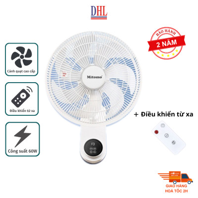 Quạt điện treo tường remote FTT-60AEC-D39, công suất 60W, hoạt động êm ái, hẹn giờ thông minh - hàng chính hãng Bảo hành 2 năm