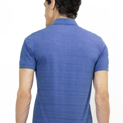 Áo thun Polo melange dệt chìm xương cá không túi xanh coban NATMMTMCSR210108N
