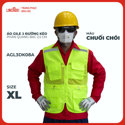 Áo Gile Kỹ Sư, Giám Sát Công Trình, Bảo Hộ Lao Động, 3 Đường Kéo, 6 Túi - Mã AGL3DK08A
