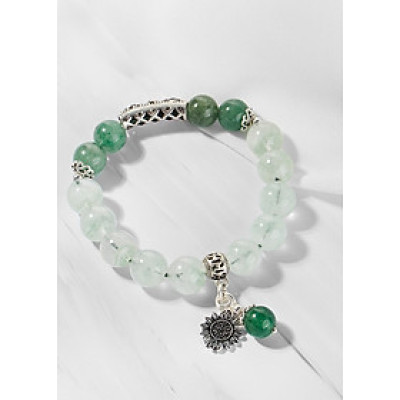 Vòng thạch anh ưu linh xanh phối charm hoa Ngọc Quý Gemstones