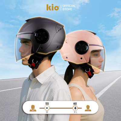 Mũ Bảo Hiểm 3/4 Kio SafeStyle Metro KN06K, Kính Dài Phủ Nano Chống Tia UV, Thông Gió Thoáng Khí