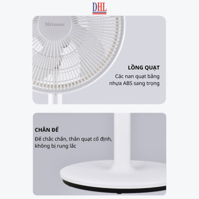 Quạt điện lửng Mitomo FCE-60HEV, công suất 60W mạnh mẽ, động cơ dây đồng - hàng chính hãng bảo hành 2 năm