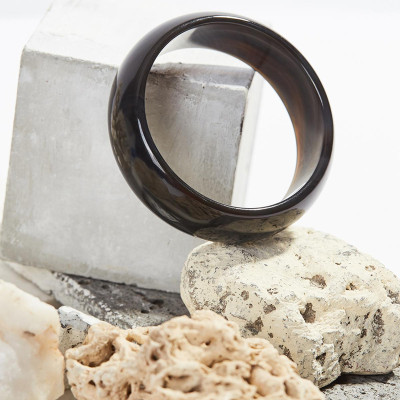 Vòng tay mã não đen bản hẹ 20mm mệnh thủy, kim - Ngọc Quý Gemstones