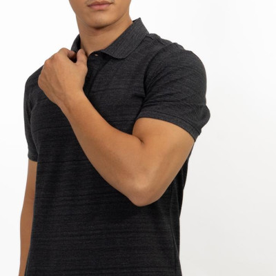 Áo Polo Nam Dệt Chìm Không Túi Novelty Melange NATMMDMCSR191195N - Đen