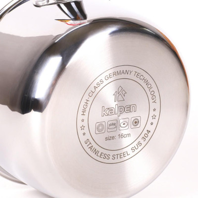 Quánh Inox 304 Đúc Liền Khối Kalpen Emer EM16 - 16Cm, Dung tích 1,5L, Dùng các dòng bếp...