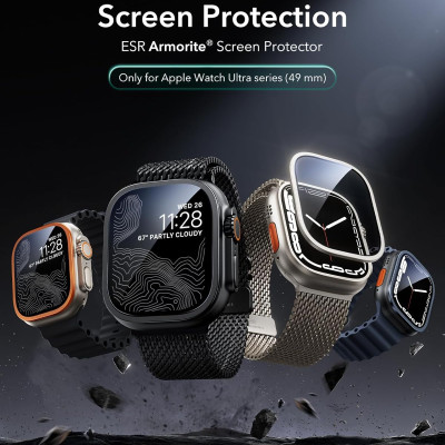 Kính Cường Lực Viền Kim Loại cho Apple Watch Ultra 3 49mm ESR Armorite Screen Protector – Hàng Chính Hãng 