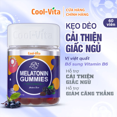 Combo 3 Hộp Kẹo Dẻo Melatonin Hỗ Trợ Giấc Ngủ Ngon Sleep Well Gummies Hỗ Trợ Giảm Căng Thẳng Kết Hợp Vitamin B6 Coolvita