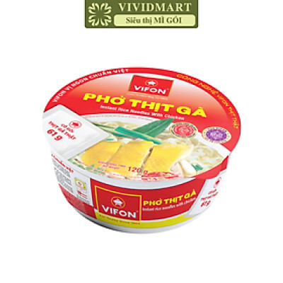 VIFON - Phở tô Vifon (có gói thịt thật) hương vị Thịt gà, Phở gà Vifon tô, Vifon phở gà tô Vifon (120g/tô)