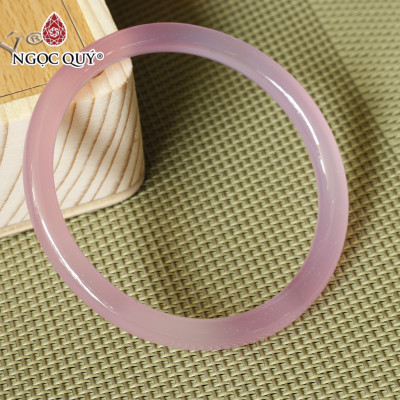 Vòng tay chalcedony hồng bản tròn (bản 6 - 7mm) - Ngọc Quý Gemstones