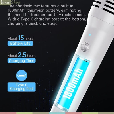 Takstar HM-300W - Micro Cầm Tay UHF, Pham Vi Thu 40m Dùng Cho Hát Karaoke, Giảng Dạy, Hướng Dẫn Viên   - Hàng chính hãng